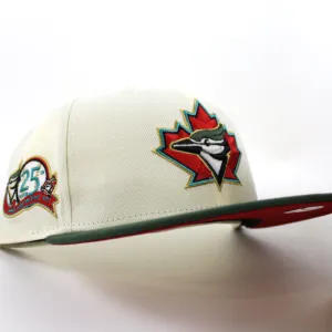 Toronto Blue Jays 25th  New Era 59Fifty Fitted Hat (Glow in the Dark Chrome Cilantro Green Red Under Brim)