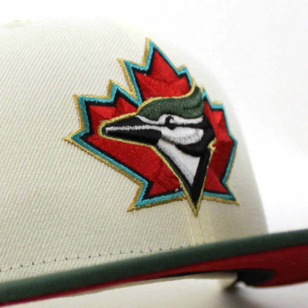 Toronto Blue Jays 25th  New Era 59Fifty Fitted Hat (Glow in the Dark Chrome Cilantro Green Red Under Brim)