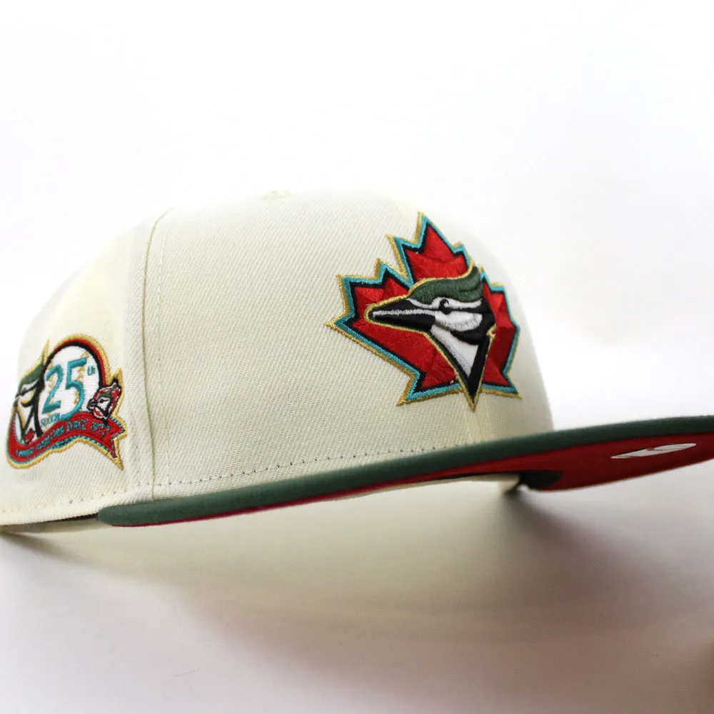 Toronto Blue Jays 25th  New Era 59Fifty Fitted Hat (Glow in the Dark Chrome Cilantro Green Red Under Brim)