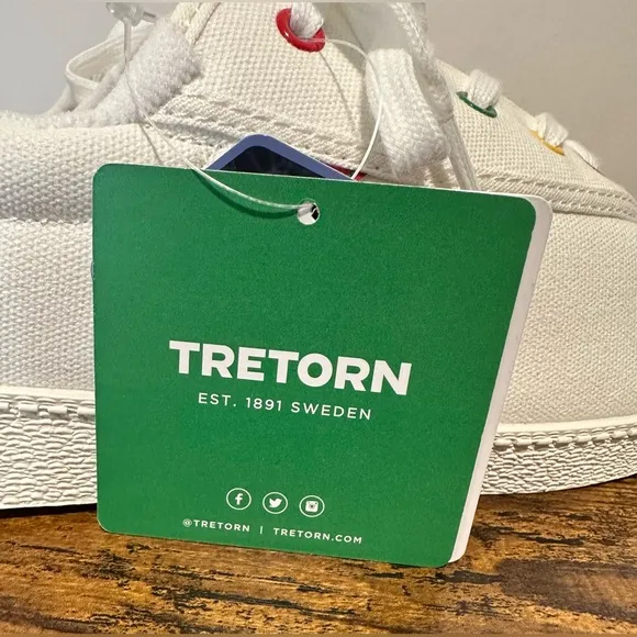 Tretorn Big Girls Lil Nylite White/Rainbow Sneakers NWT Size 6