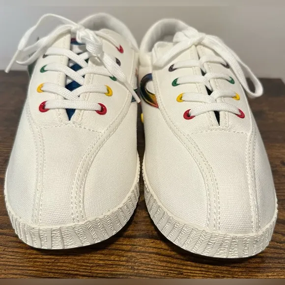 Tretorn Big Girls Lil Nylite White/Rainbow Sneakers NWT Size 6