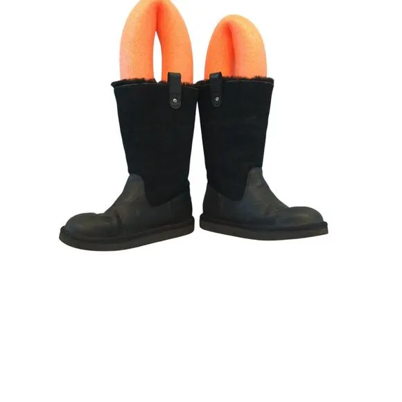 UGG Girls Jesslyn Tall Boots Sz US 3 EU 33 Kids Black Preppy Y2K Suede Shearling