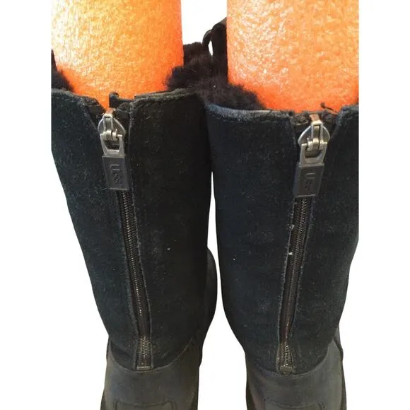 UGG Girls Jesslyn Tall Boots Sz US 3 EU 33 Kids Black Preppy Y2K Suede Shearling