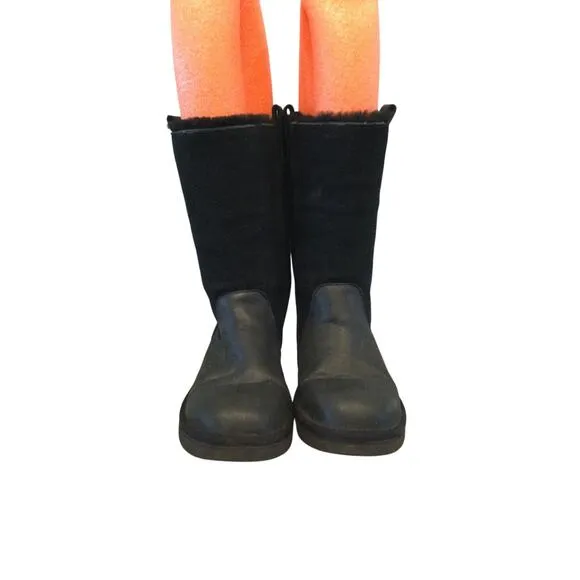 UGG Girls Jesslyn Tall Boots Sz US 3 EU 33 Kids Black Preppy Y2K Suede Shearling