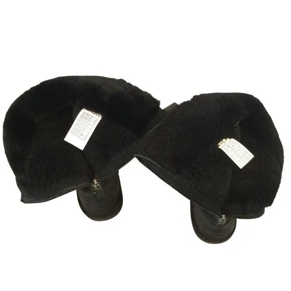UGG Girls Jesslyn Tall Boots Sz US 3 EU 33 Kids Black Preppy Y2K Suede Shearling