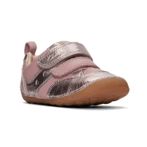 UK 4 Pink and Silver Tiny Fawn Velcro Sneaker
