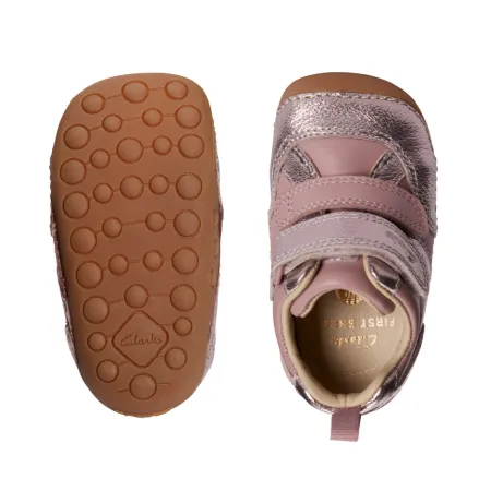 UK 4 Pink and Silver Tiny Fawn Velcro Sneaker