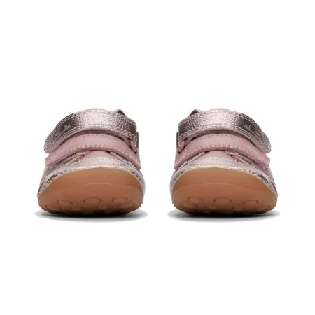 UK 4 Pink and Silver Tiny Fawn Velcro Sneaker