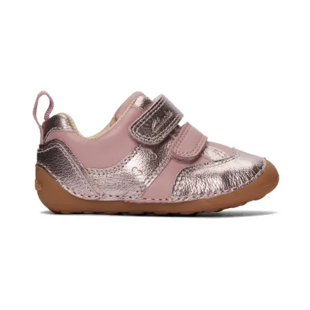 UK 4 Pink and Silver Tiny Fawn Velcro Sneaker