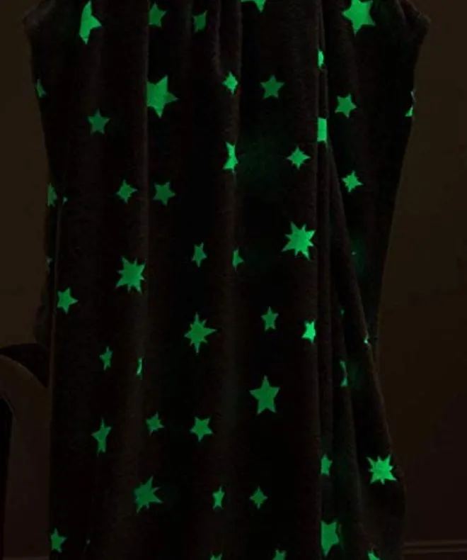 Unisex Kids personalised stars glow in the dark blanket throw