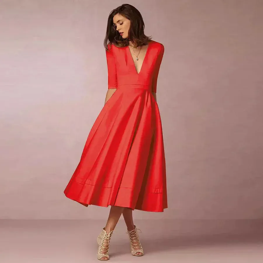Vintage Inspired Midi Swing Dress for Women - Casual Cotton Summer Dress in Various Colours