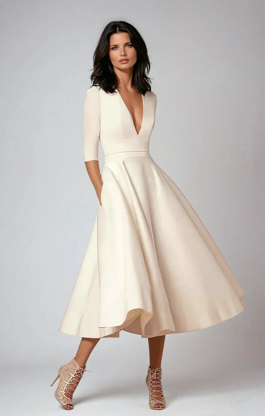 Vintage Inspired Midi Swing Dress for Women - Casual Cotton Summer Dress in Various Colours