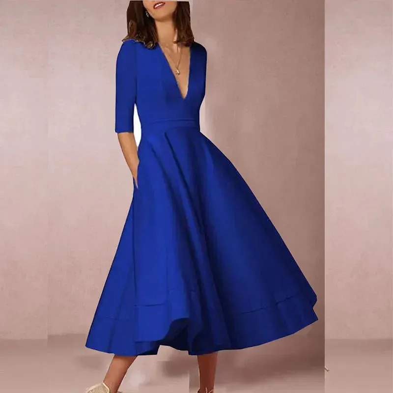 Vintage Inspired Midi Swing Dress for Women - Casual Cotton Summer Dress in Various Colours