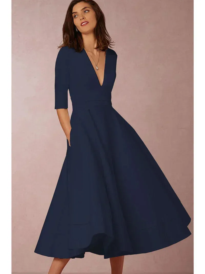 Vintage Inspired Midi Swing Dress for Women - Casual Cotton Summer Dress in Various Colours