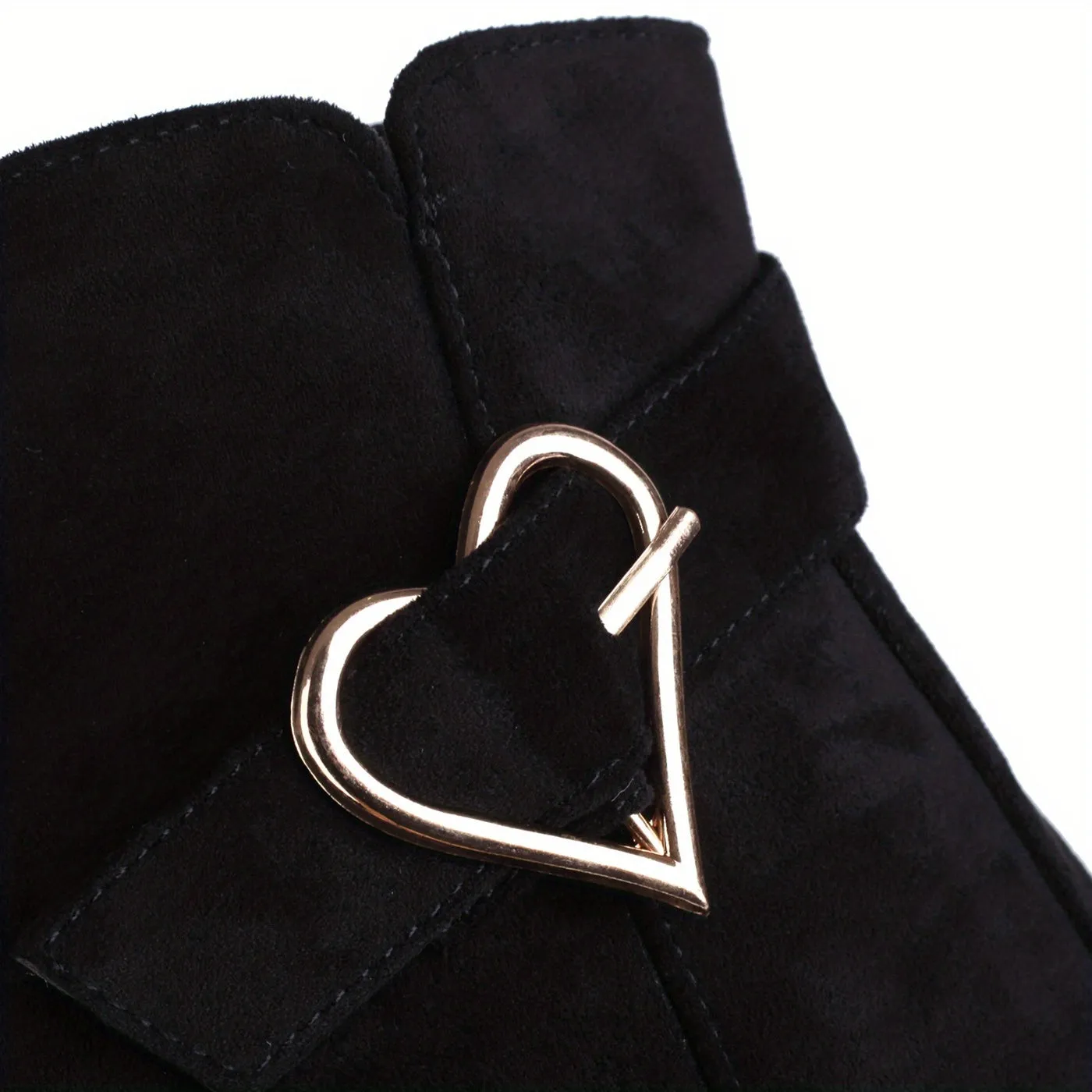 VougeVamp Stylish Wedge Ankle Boots – Heart-Shaped Buckle Strap, Comfortable & Breathable Slip-On Design