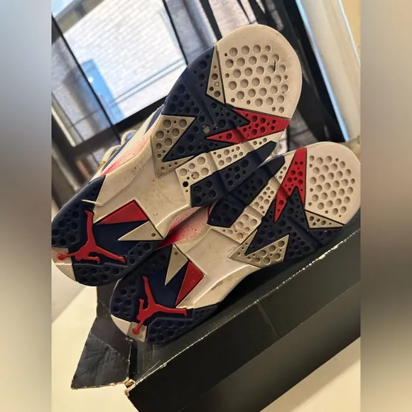 White and Blue Athletic Sneakers