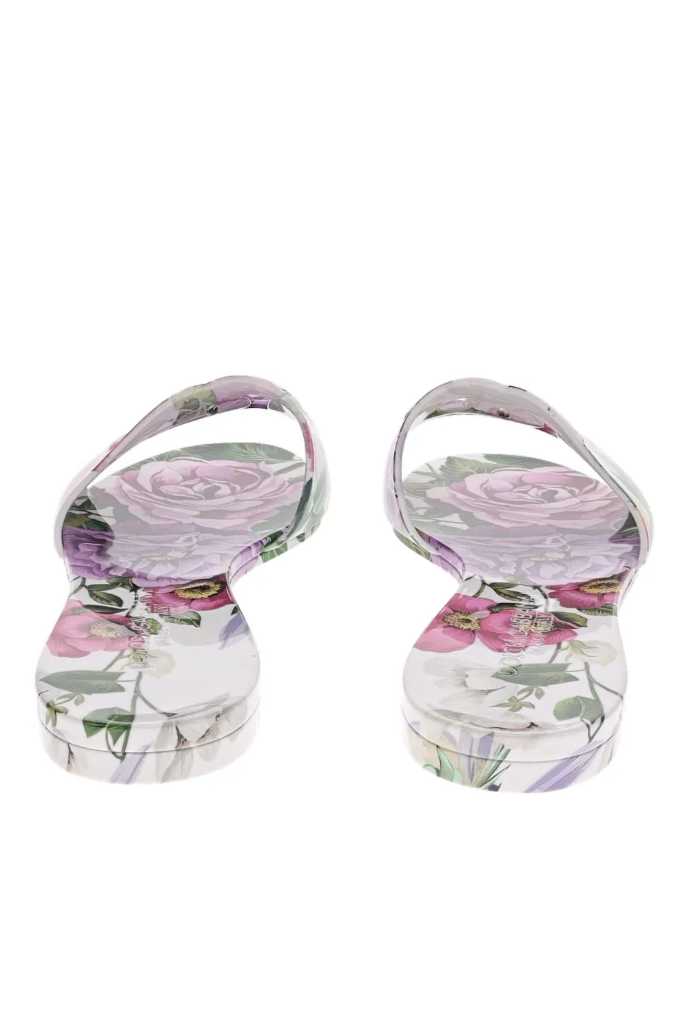 White Floral Logo Rubber Beachwear Sliders