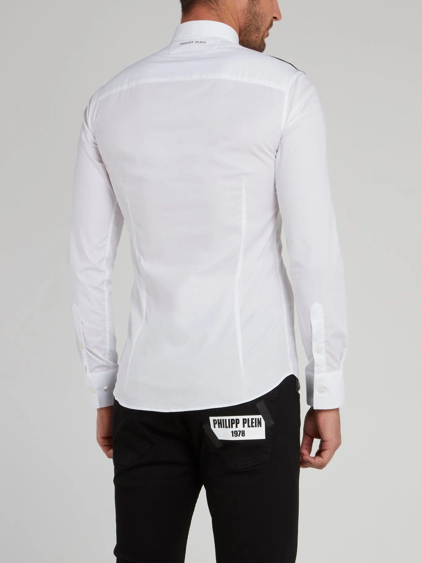 White Vertical Logo Stripe Long Sleeve Shirt
