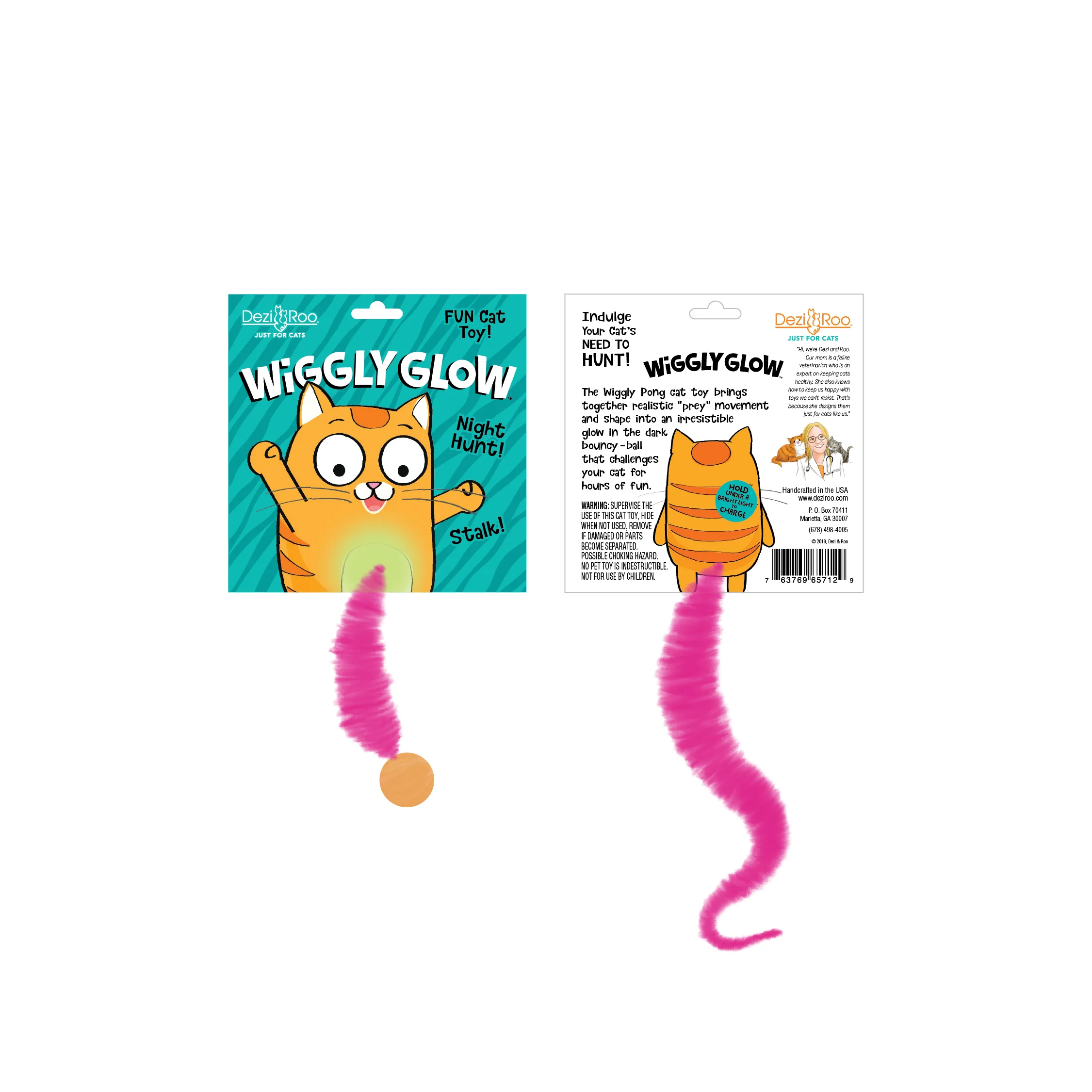 Wiggly Glow in the Dark Cat Toy Bouncy Ball