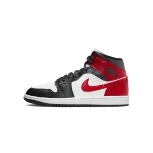 Women's Air Jordan 1 Mid Sail/Gym Red-Off Noir-White BQ6472-160
