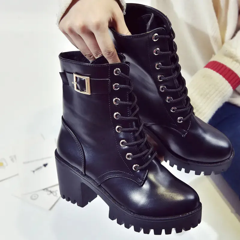 Women's Waterproof Chunky Heel Martin Boots (Fall/Winter)