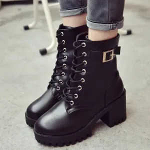 Women's Waterproof Chunky Heel Martin Boots (Fall/Winter)