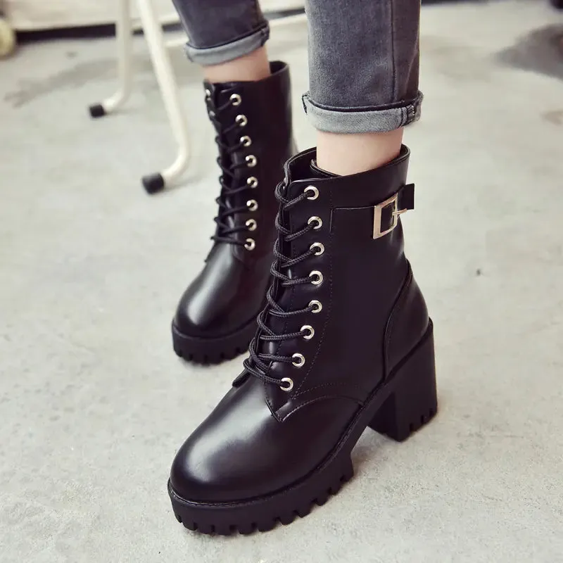 Women's Waterproof Chunky Heel Martin Boots (Fall/Winter)