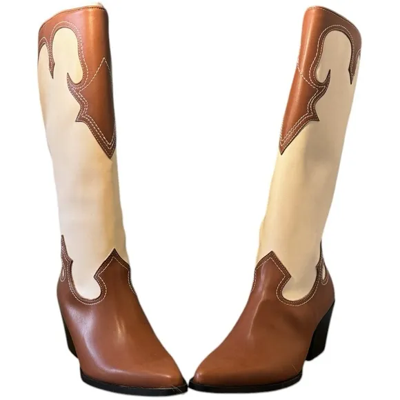 Zodiac Brown/Plaster Western Tall Boots NEW Size 10