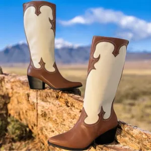 Zodiac Brown/Plaster Western Tall Boots NEW Size 10